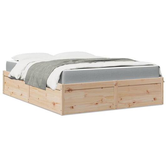 Bett mit Matratze 140x200 cm Massivholz Kiefer - Premium Betten & Bettgestelle  - Just €479.79! Shop now at homesales4u