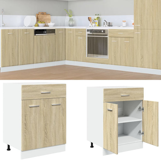 Schubunterschrank Lyon Sonoma-Eiche 60x46x81,5 cm Holzwerkstoff - Premium Küchenschränke  - Just €99.57! Shop now at homesales4u