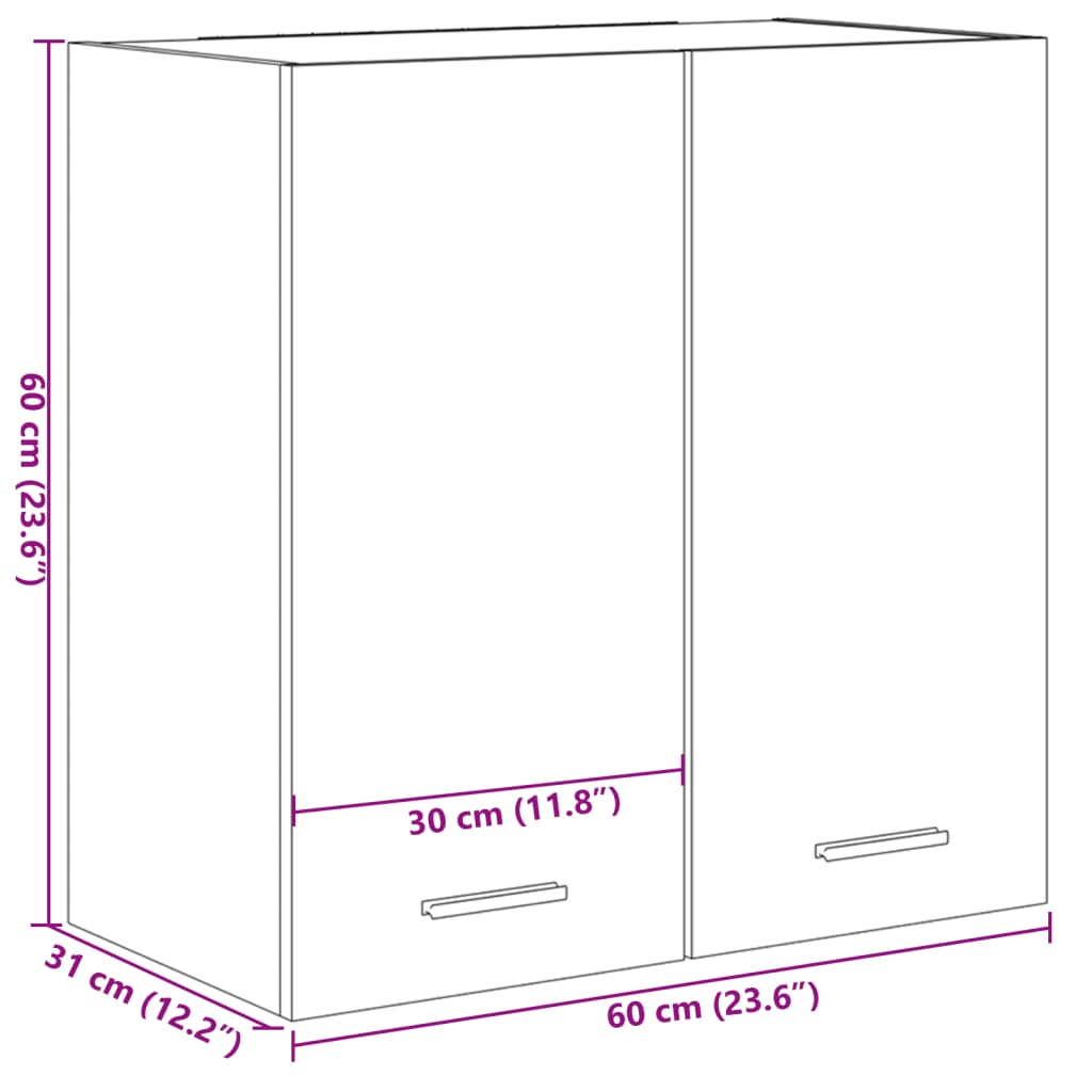Hängeschrank Lyon Sonoma-Eiche 60x31x60 cm Holzwerkstoff - Premium Küchenschränke  - Just €62.22! Shop now at homesales4u