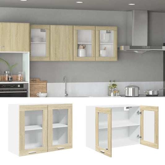Hängeglasschrank Lyon Sonoma-Eiche 80x31x60 cm Holzwerkstoff - Premium Küchenschränke  - Just €74.17! Shop now at homesales4u