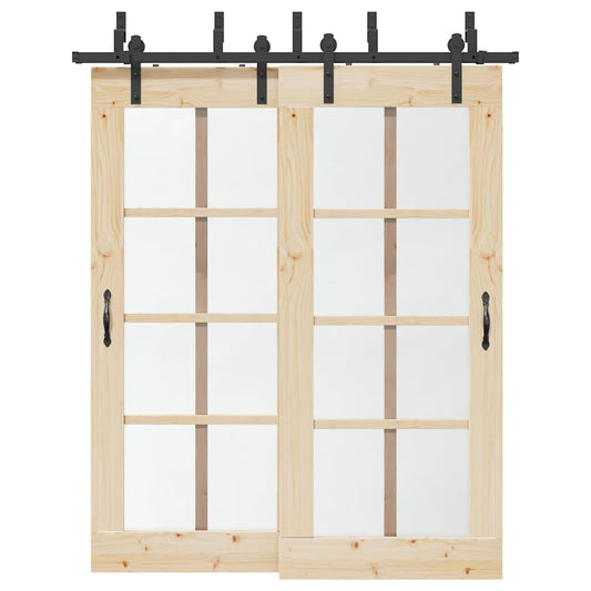 Schiebetürbeschlag-Set 183 cm Stahl Schwarz - Premium Türbeschläge & -klingeln  - Just €173.01! Shop now at homesales4u