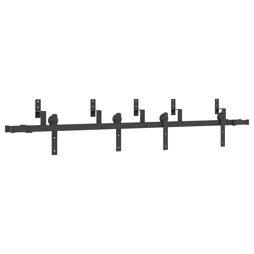 Schiebetürbeschlag-Set 213,5 cm Stahl Schwarz - Premium Türbeschläge & -klingeln  - Just €208.59! Shop now at homesales4u