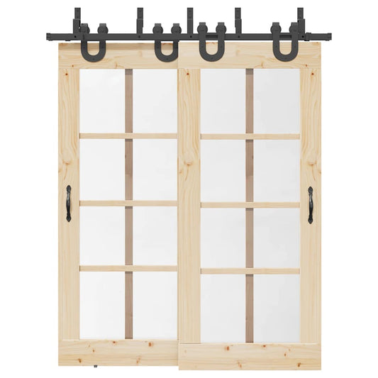 Schiebetürbeschlag-Set 183 cm Stahl Schwarz - Premium Türbeschläge & -klingeln  - Just €174.25! Shop now at homesales4u