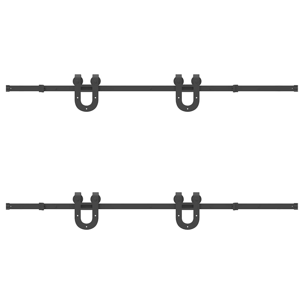 Schiebetürbeschlag-Set 200 cm Stahl Schwarz - Premium Türbeschläge & -klingeln  - Just €176.83! Shop now at homesales4u