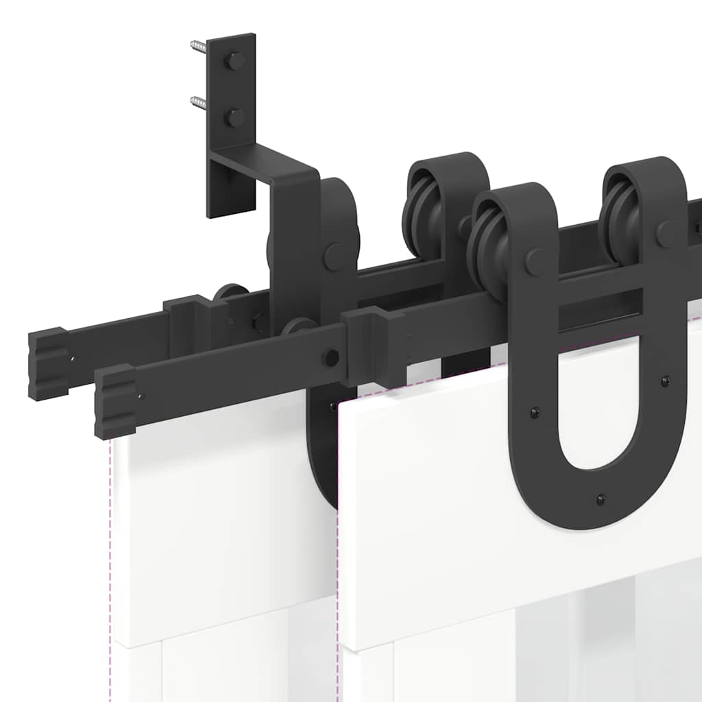 Schiebetürbeschlag-Set 200 cm Stahl Schwarz - Premium Türbeschläge & -klingeln  - Just €176.83! Shop now at homesales4u