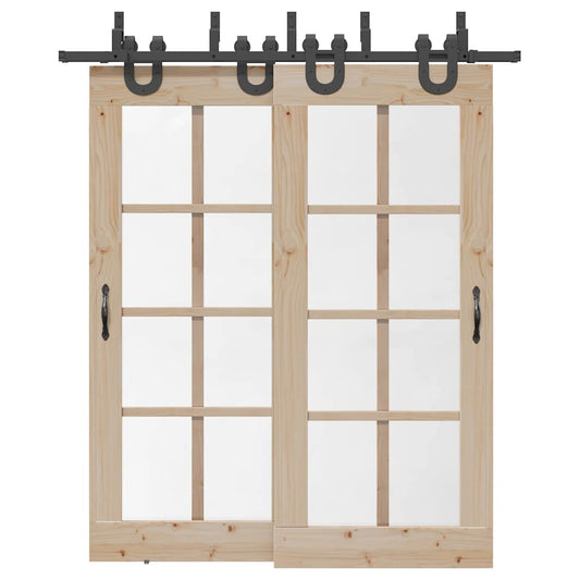 Schiebetürbeschlag-Set 200 cm Stahl Schwarz - Premium Türbeschläge & -klingeln  - Just €176.83! Shop now at homesales4u