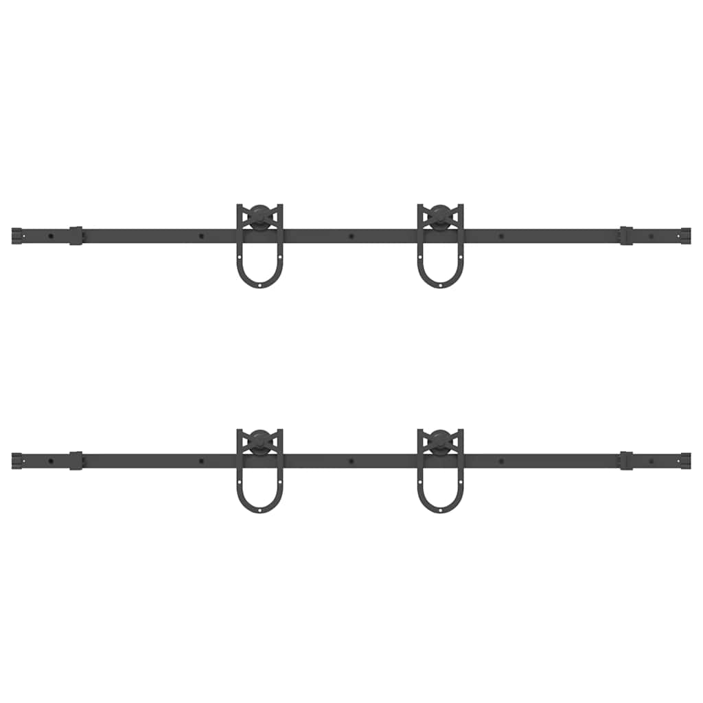 Schiebetürbeschlag-Set 183 cm Stahl Schwarz - Premium Türbeschläge & -klingeln  - Just €150.97! Shop now at homesales4u