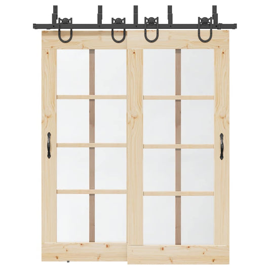 Schiebetürbeschlag-Set 183 cm Stahl Schwarz - Premium Türbeschläge & -klingeln  - Just €150.97! Shop now at homesales4u
