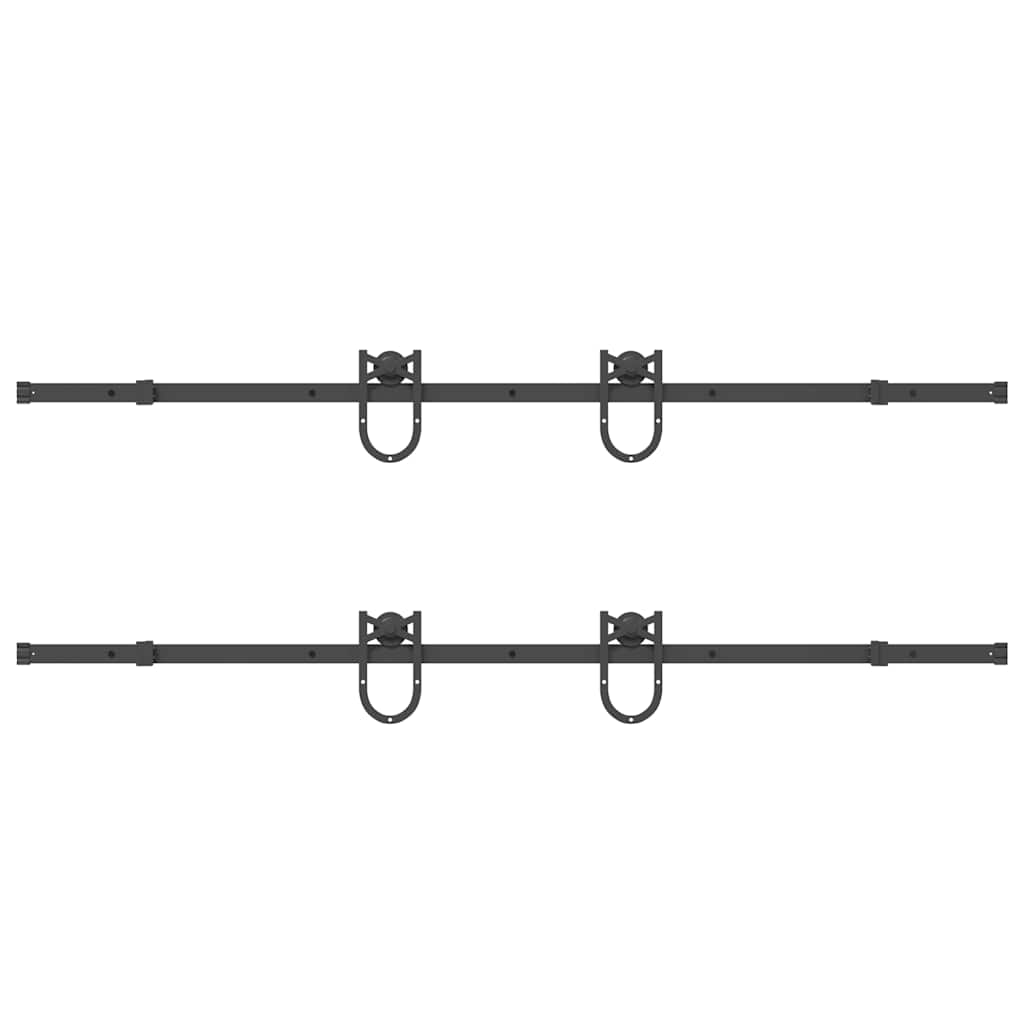 Schiebetürbeschlag-Set 200 cm Stahl Schwarz - Premium Türbeschläge & -klingeln  - Just €159.36! Shop now at homesales4u