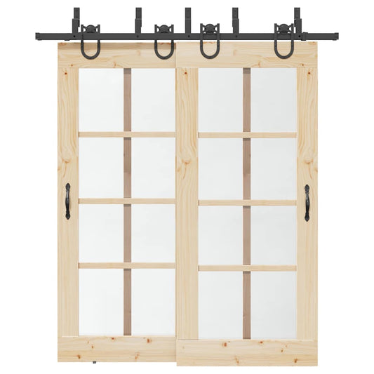 Schiebetürbeschlag-Set 200 cm Stahl Schwarz - Premium Türbeschläge & -klingeln  - Just €159.36! Shop now at homesales4u