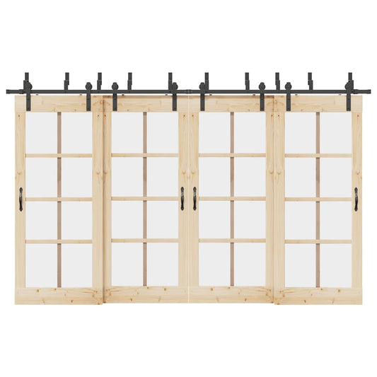 Schiebetürbeschlag-Set 366 cm Stahl Schwarz - Premium Türbeschläge & -klingeln  - Just €346.07! Shop now at homesales4u