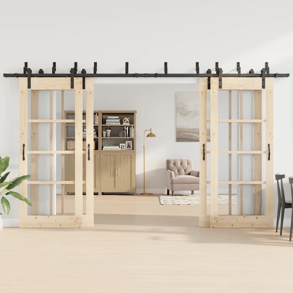 Schiebetürbeschlag-Set 400 cm Stahl Schwarz - Premium Türbeschläge & -klingeln  - Just €375.70! Shop now at homesales4u