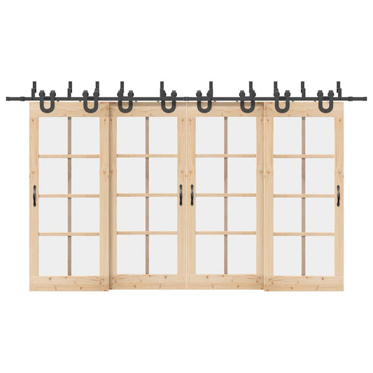 Schiebetürbeschlag-Set 400 cm Stahl Schwarz - Premium Türbeschläge & -klingeln  - Just €353.72! Shop now at homesales4u