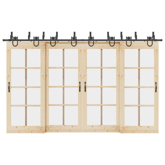 Schiebetürbeschlag-Set 366 cm Stahl Schwarz - Premium Türbeschläge & -klingeln  - Just €301.95! Shop now at homesales4u