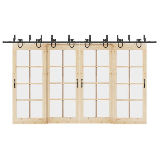 Schiebetürbeschlag-Set 400 cm Stahl Schwarz - Premium Türbeschläge & -klingeln  - Just €317.73! Shop now at homesales4u