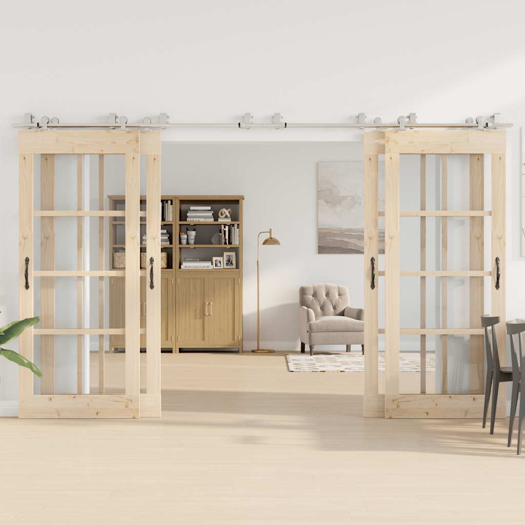 Schiebetür-Beschlagsatz 366 cm Edelstahl Silbern - Premium Türbeschläge & -klingeln  - Just €524.29! Shop now at homesales4u