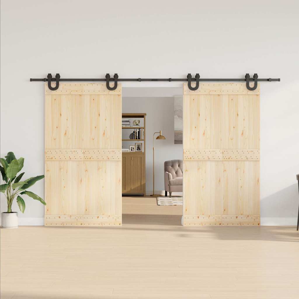 Schiebetürbeschlag-Set 366 cm Stahl Schwarz - Premium Türbeschläge & -klingeln  - Just €145.62! Shop now at homesales4u