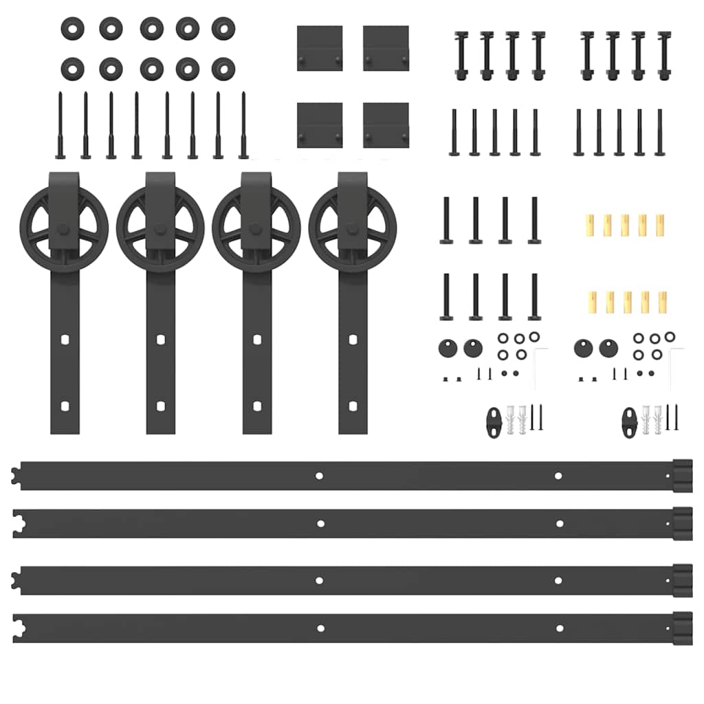 Schiebetürbeschlag-Set 400 cm Stahl Schwarz - Premium Türbeschläge & -klingeln  - Just €182.63! Shop now at homesales4u
