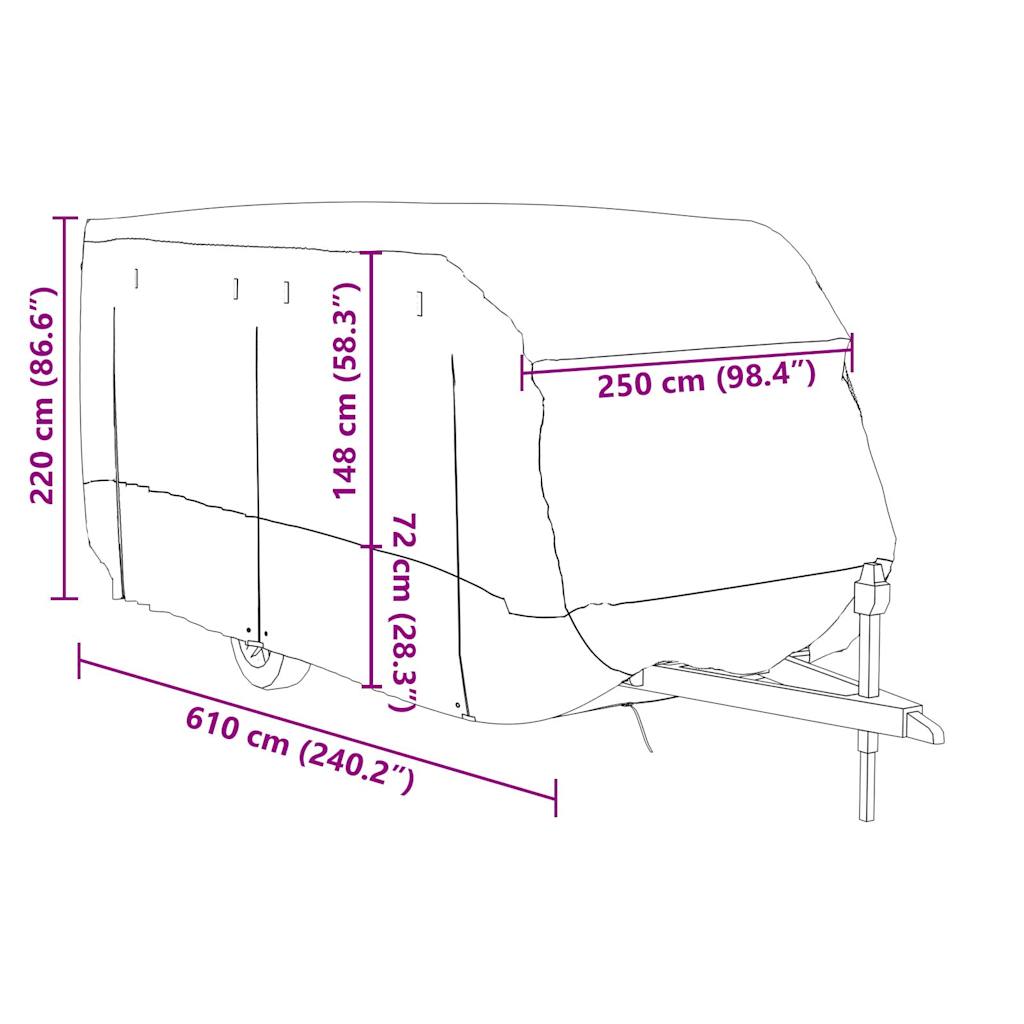 Schutzhülle für Wohnwagen Grau 610x250x220 cm Vliesstoff - Premium Kfz-Abdeckplanen  - Just €182.26! Shop now at homesales4u