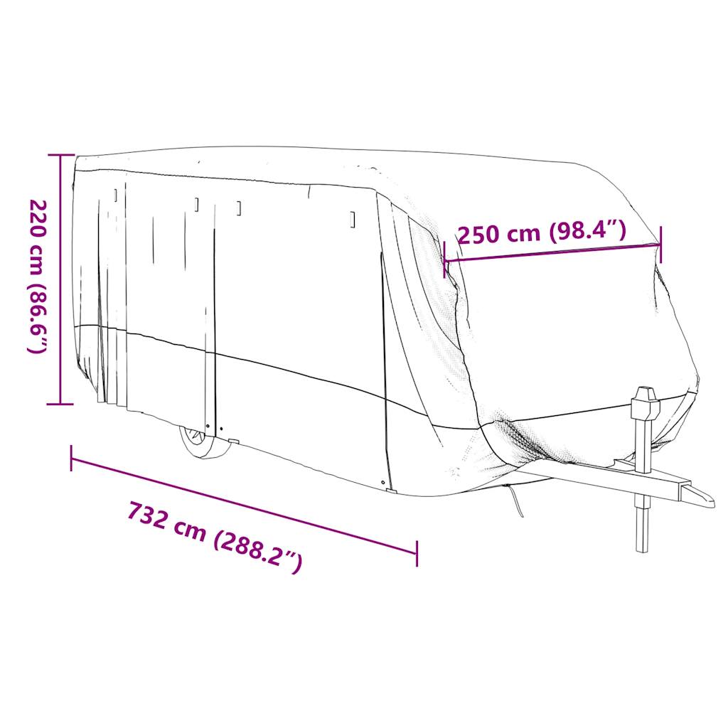Schutzhülle für Wohnwagen Grau 732x250x220 cm Vliesstoff - Premium Kfz-Abdeckplanen  - Just €170.51! Shop now at homesales4u
