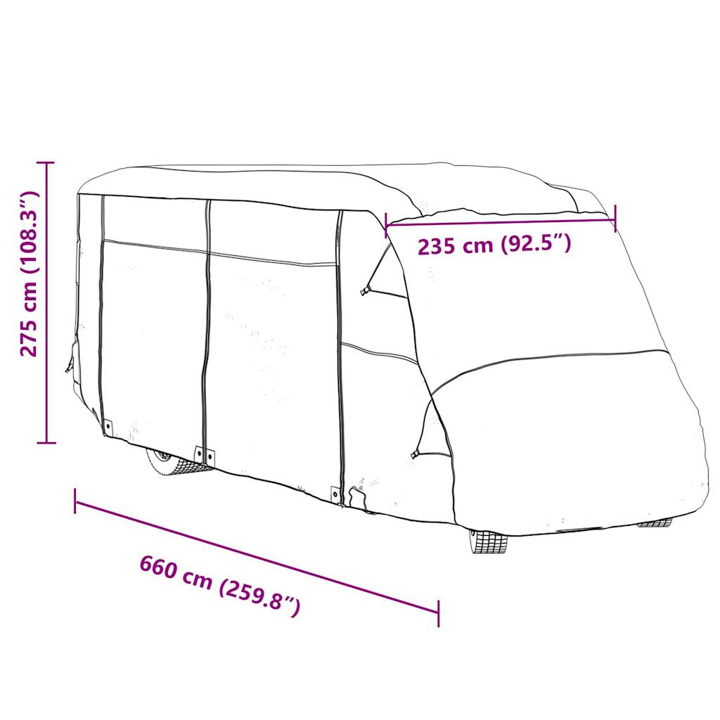 Schutzhülle für Wohnmobil Grau 660x235x275 cm Vliesstoff - Premium Kfz-Abdeckplanen  - Just €293.16! Shop now at homesales4u