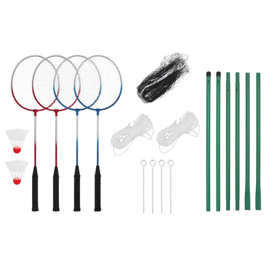 Badminton-Set mit 4 Schlägern und Netz 620x151 cm - Premium Badmintonschläger & -Spielsets  - Just €41.07! Shop now at homesales4u