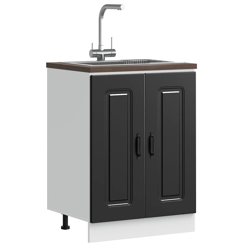 Spülenunterschrank Kalmar Schwarz 60x46x81,5 cm Holzwerkstoff - Premium Küchenschränke  - Just €92.29! Shop now at homesales4u