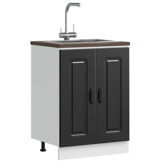 Spülenunterschrank Kalmar Schwarz 60x46x81,5 cm Holzwerkstoff - Premium Küchenschränke  - Just €92.29! Shop now at homesales4u