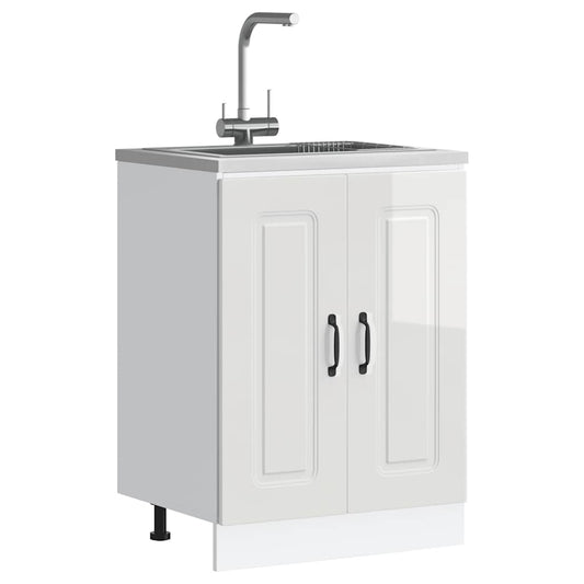 Spülenunterschrank Kalmar Hochglanz-Weiß 60x46x81,5 cm - Premium Küchenschränke  - Just €106.25! Shop now at homesales4u
