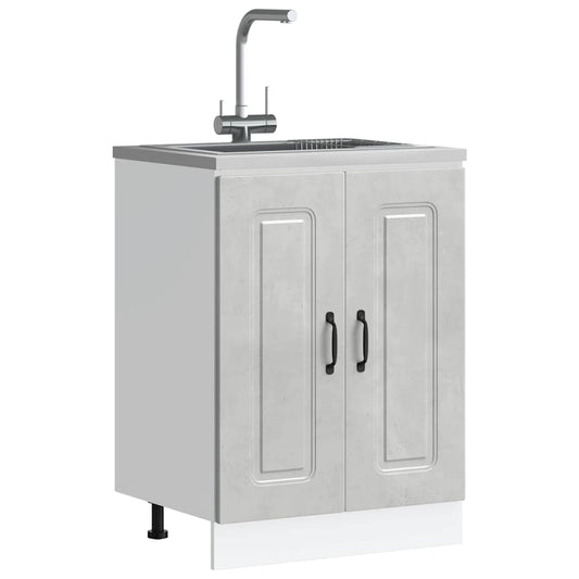 Spülenunterschrank Kalmar Betongrau 60x46x81,5 cm Holzwerkstoff - Premium Küchenschränke  - Just €88.40! Shop now at homesales4u