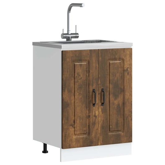 Spülenunterschrank Kalmar Räuchereiche 60x46x81,5 cm - Premium Küchenschränke  - Just €94.64! Shop now at homesales4u