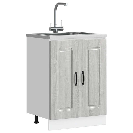 Spülenunterschrank Kalmar Grau Sonoma 60x46x81,5 cm - Premium Küchenschränke  - Just €94.29! Shop now at homesales4u