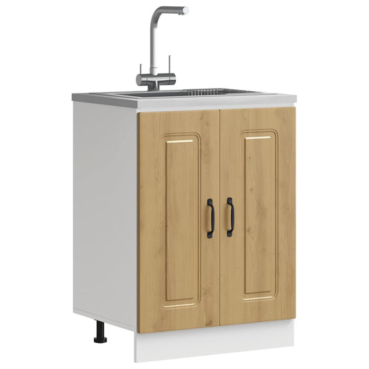 Spülenunterschrank Kalmar Artisan-Eiche 60x46x81,5 cm - Premium Küchenschränke  - Just €99.02! Shop now at homesales4u