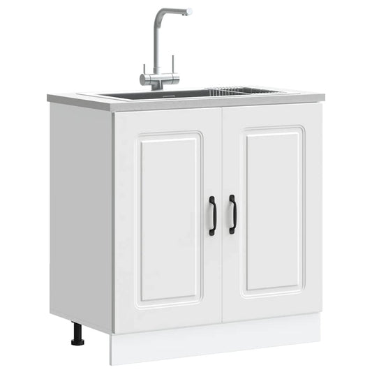 Spülenunterschrank Kalmar Weiß 80x46x81,5 cm Holzwerkstoff - Premium Küchenschränke  - Just €95.08! Shop now at homesales4u