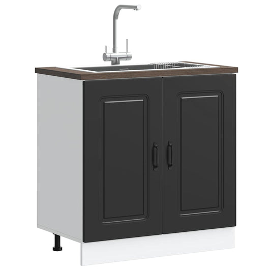 Spülenunterschrank Kalmar Schwarz 80x46x81,5 cm Holzwerkstoff - Premium Küchenschränke  - Just €99.63! Shop now at homesales4u