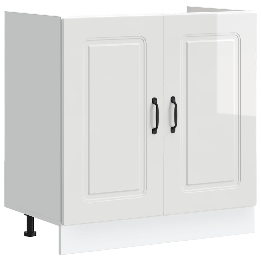 Spülenunterschrank Kalmar Hochglanz-Weiß 80x46x81,5 cm - Premium Küchenschränke  - Just €103.63! Shop now at homesales4u