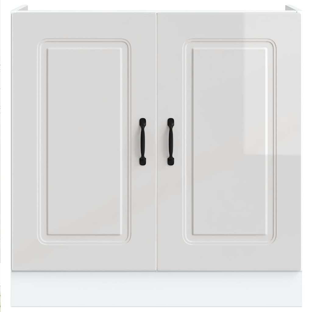 Spülenunterschrank Kalmar Hochglanz-Weiß 80x46x81,5 cm - Premium Küchenschränke  - Just €103.63! Shop now at homesales4u