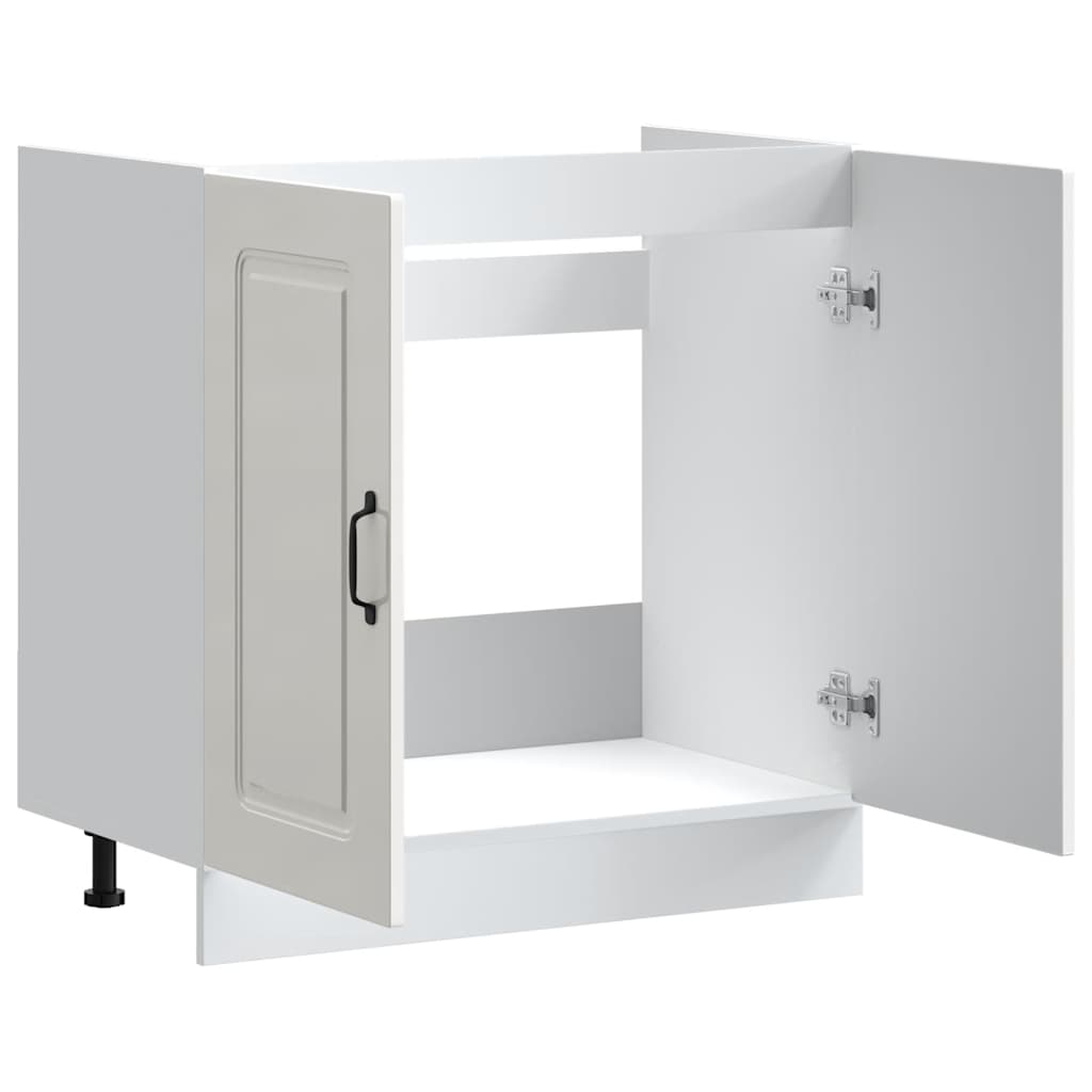 Spülenunterschrank Kalmar Hochglanz-Weiß 80x46x81,5 cm - Premium Küchenschränke  - Just €103.63! Shop now at homesales4u