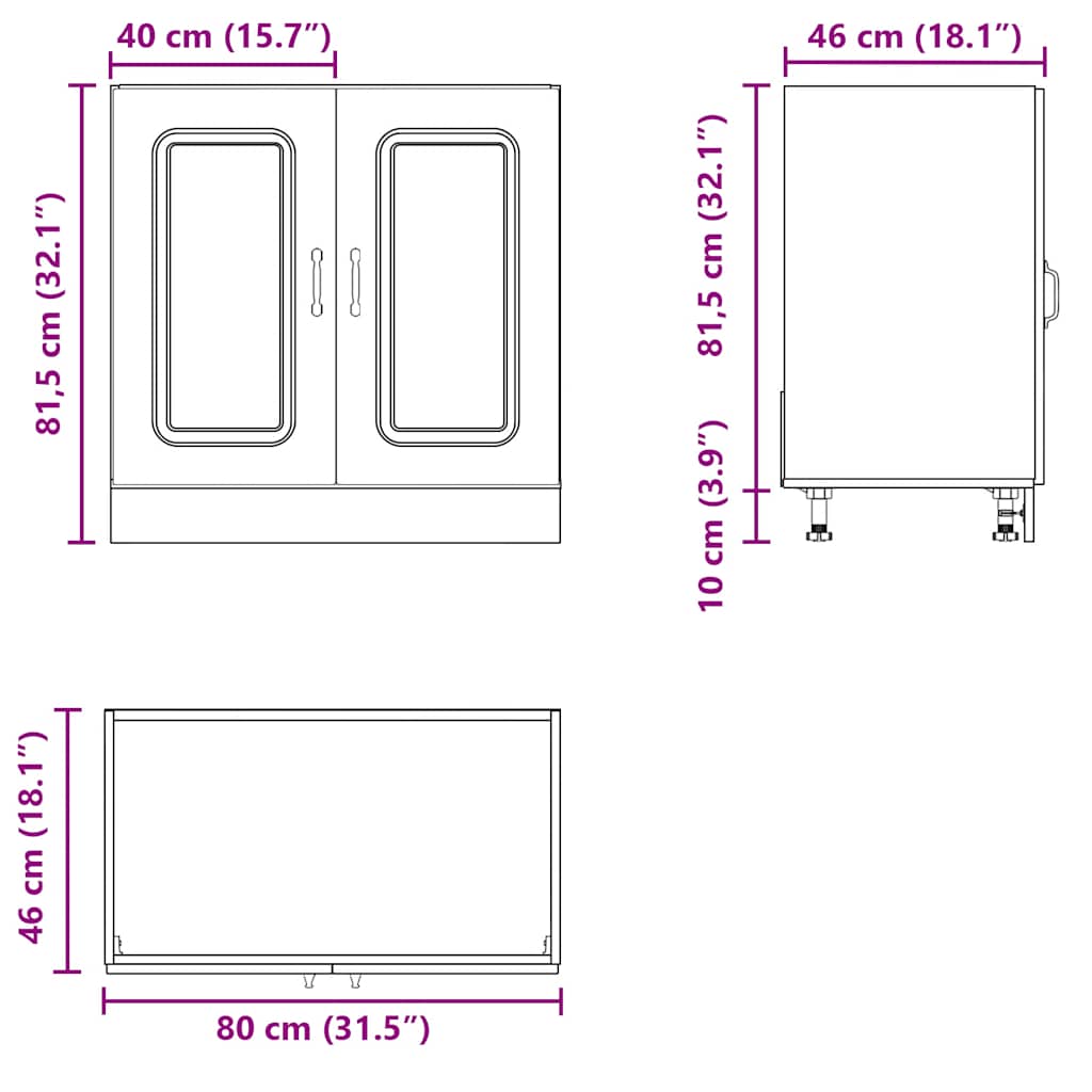 Spülenunterschrank Kalmar Hochglanz-Weiß 80x46x81,5 cm - Premium Küchenschränke  - Just €103.63! Shop now at homesales4u