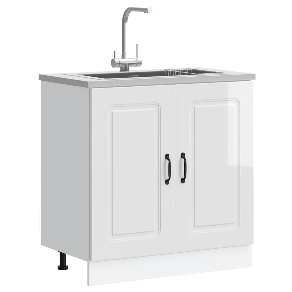 Spülenunterschrank Kalmar Hochglanz-Weiß 80x46x81,5 cm - Premium Küchenschränke  - Just €103.63! Shop now at homesales4u