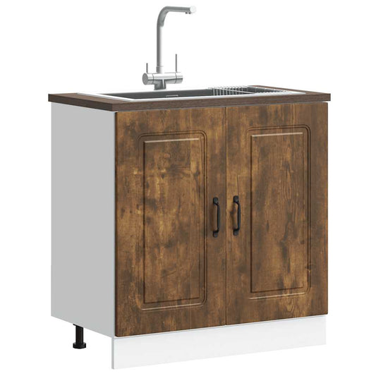Spülenunterschrank Kalmar Räuchereiche 80x46x81,5 cm - Premium Küchenschränke  - Just €90.03! Shop now at homesales4u