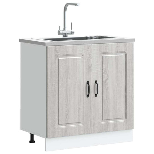 Spülenunterschrank Kalmar Grau Sonoma 80x46x81,5 cm - Premium Küchenschränke  - Just €90.11! Shop now at homesales4u