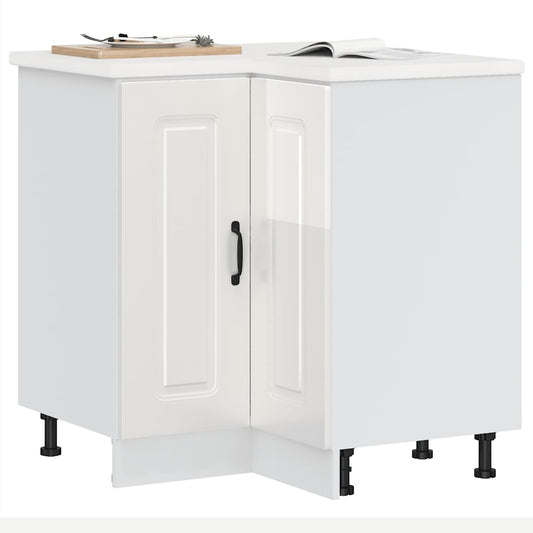 Küchen-Eckunterschrank Kalmar Hochglanz-Weiß Holzwerkstoff - Premium Küchenschränke  - Just €140.75! Shop now at homesales4u