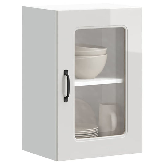 Küchen-Hängeschrank mit Glastür Kalmar Hochglanz-Weiß Holzwerkstoff - Premium Küchenschränke  - Just €83.73! Shop now at homesales4u