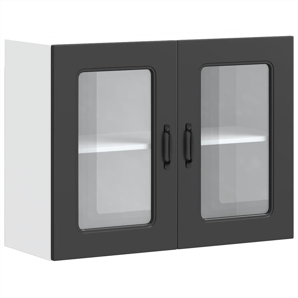 Küchen-Hängeschrank mit Glastür Kalmar Schwarz Holzwerkstoff - Premium Küchenschränke  - Just €110.76! Shop now at homesales4u