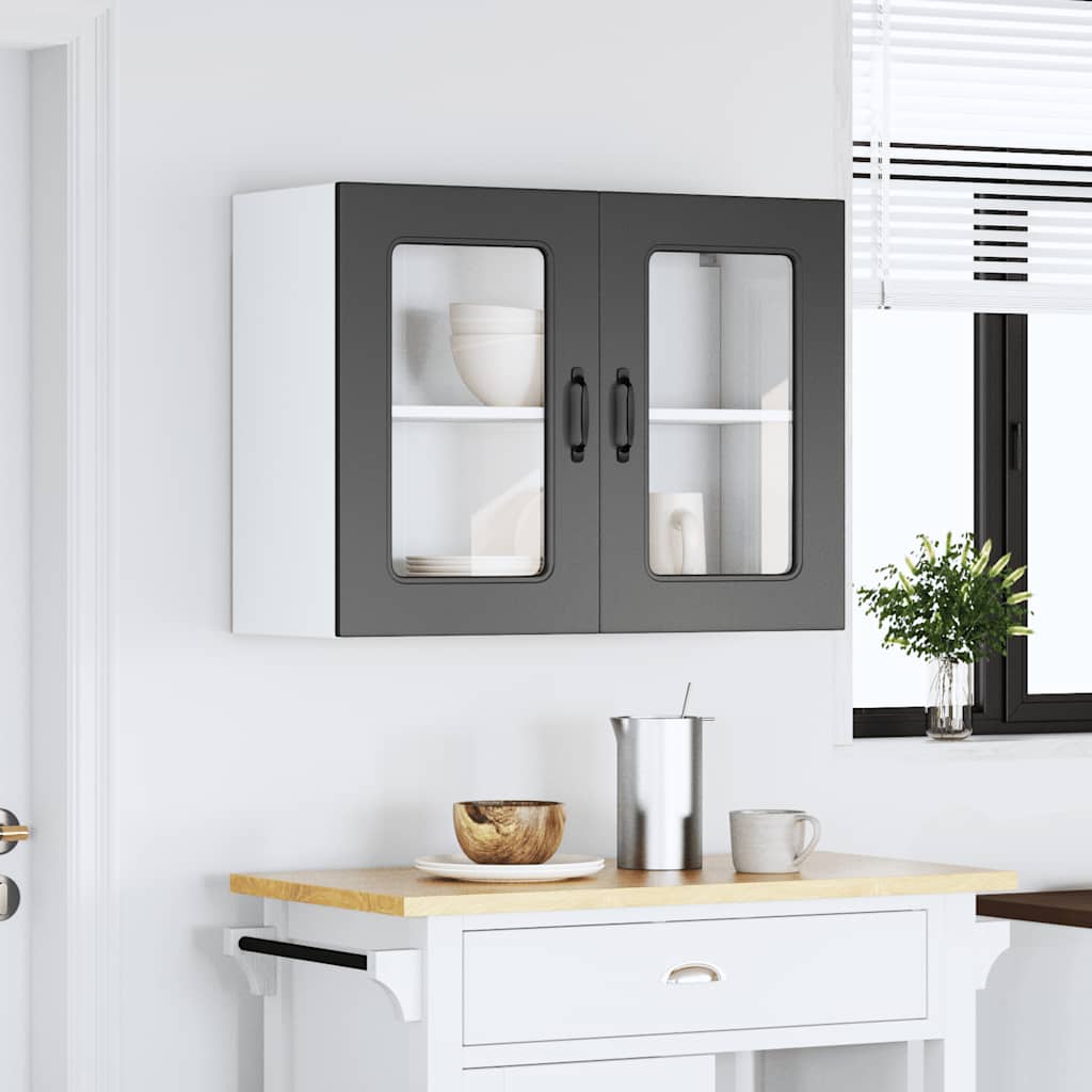Küchen-Hängeschrank mit Glastür Kalmar Schwarz Holzwerkstoff - Premium Küchenschränke  - Just €110.76! Shop now at homesales4u