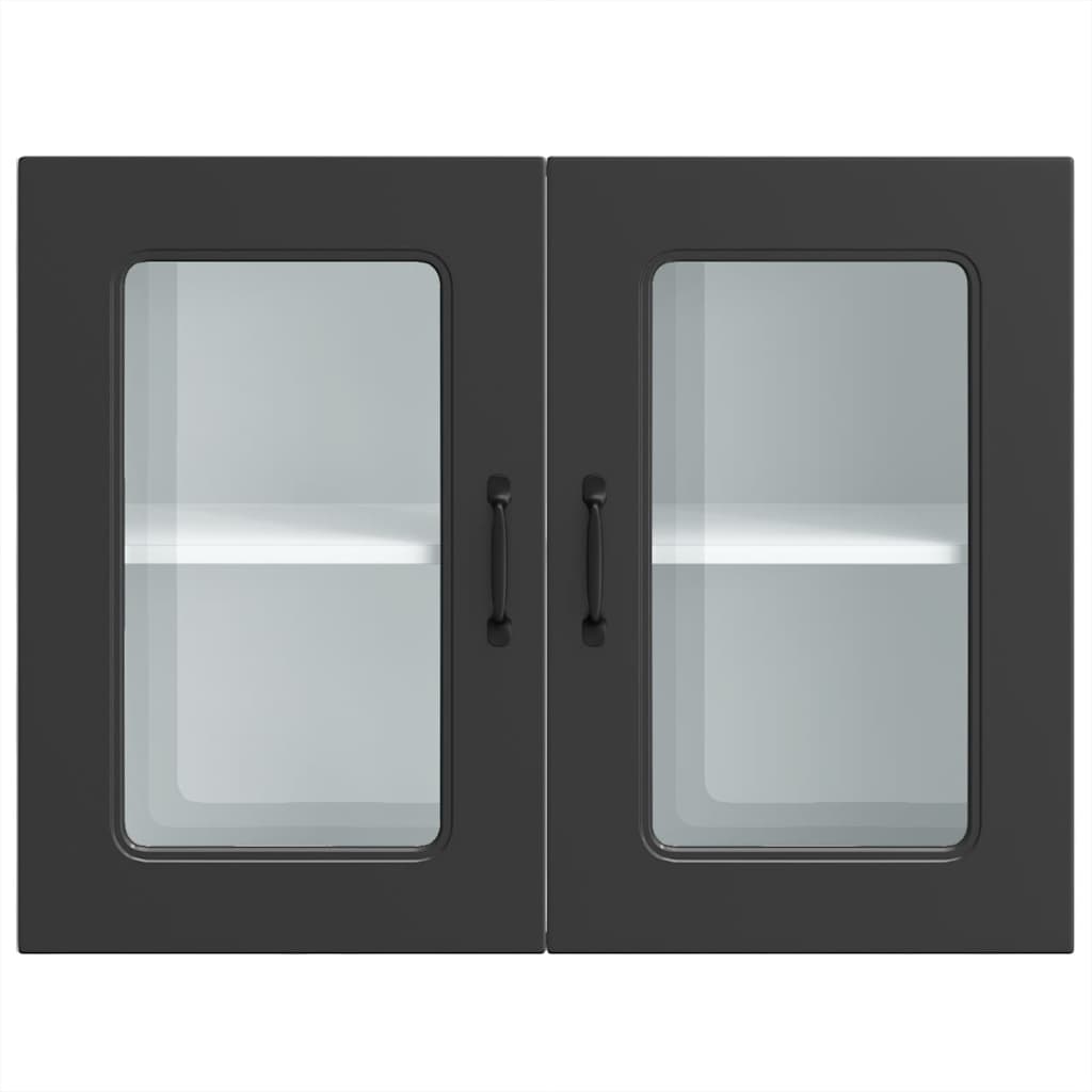 Küchen-Hängeschrank mit Glastür Kalmar Schwarz Holzwerkstoff - Premium Küchenschränke  - Just €110.76! Shop now at homesales4u