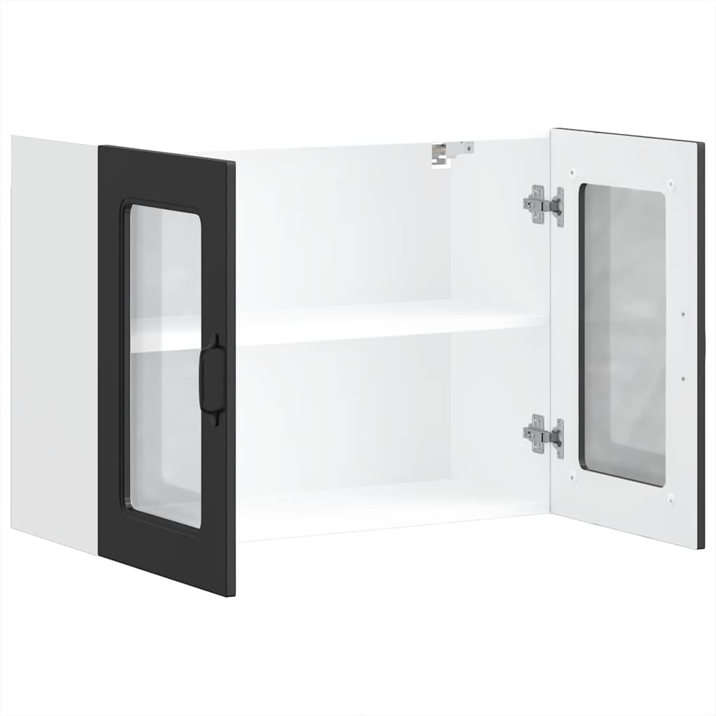 Küchen-Hängeschrank mit Glastür Kalmar Schwarz Holzwerkstoff - Premium Küchenschränke  - Just €110.76! Shop now at homesales4u