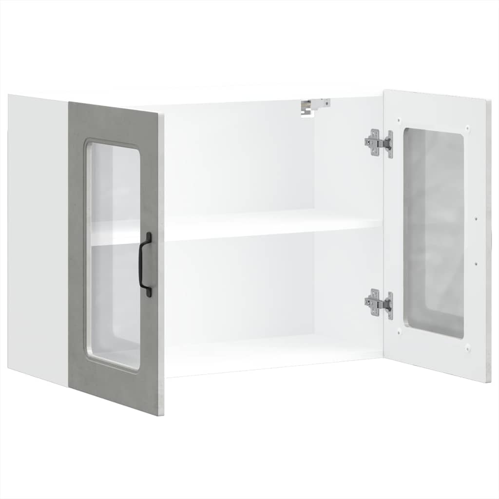 Küchen-Hängeschrank mit Glastür Kalmar Betongrau Holzwerkstoff - Premium Küchenschränke  - Just €107.12! Shop now at homesales4u
