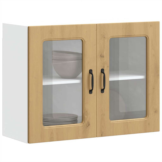 Küchen-Hängeschrank mit Glastür Kalmar Artisan-Eiche Holzwerkstoff - Premium Küchenschränke  - Just €109.73! Shop now at homesales4u